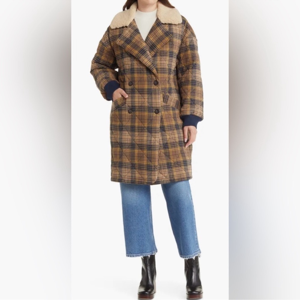 Levi’s flannel quilted plaid jacket L